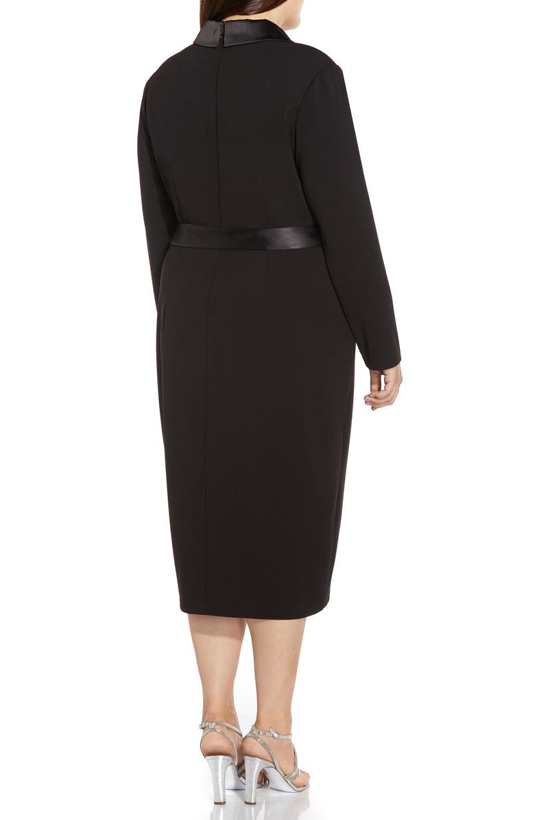 Adrianna Papell Long Sleeve Crepe Tuxedo Dress, Alternate, color, 