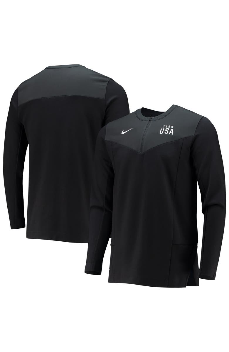 Nike Men's Nike Black Team USA Half-Zip Performance Jacket, Main, color, Black