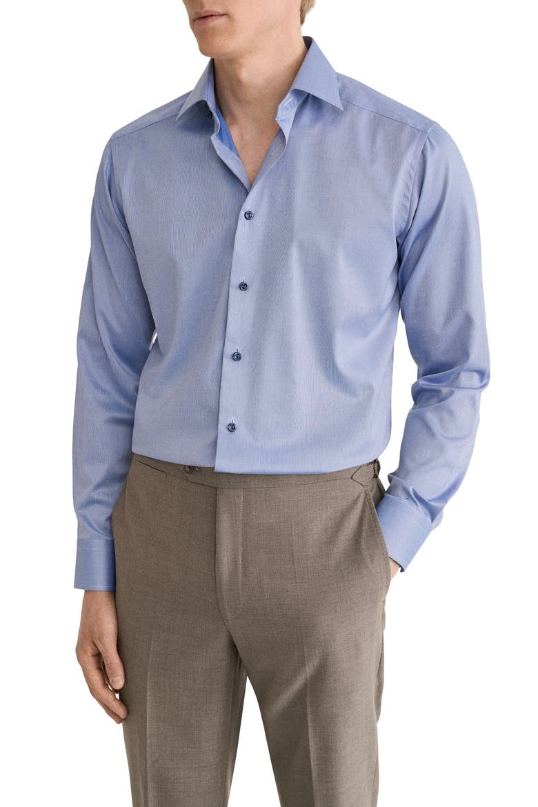 Slim Fit Textured Dress Shirt, Main, color, DARK BLUE
