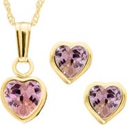 Mignonette 14k Gold Birthstone Necklace & Stud Earrings
