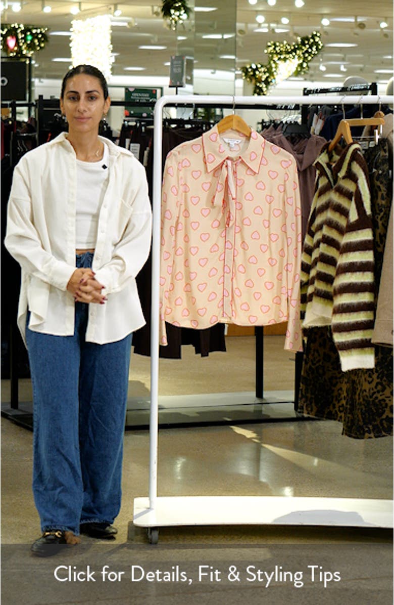 Amore Stitch Tie Neck Button-Up Shirt, sales video thumbnail