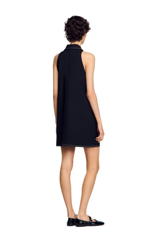 Sandro Peter Pan Collar Short Dress In Black