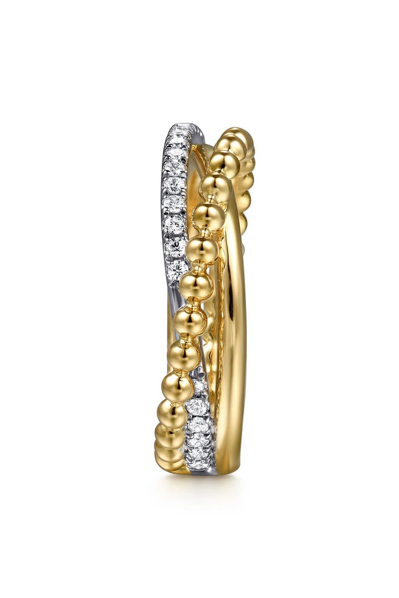 Bujukan Two-Tone 14K Gold & Diamond Crisscross Ring, Alternate, color, TWO TONE