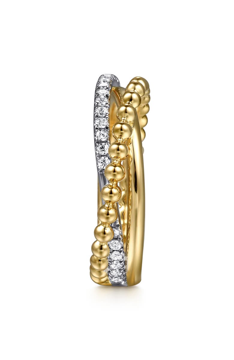Gabriel & Co. Bujukan Two-Tone 14K Gold & Diamond Crisscross Ring, Alternate, color, Two Tone