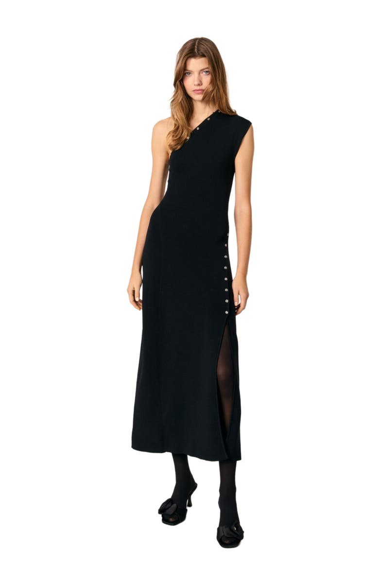 maje Asymmetric knit maxi dress, Main, color, 