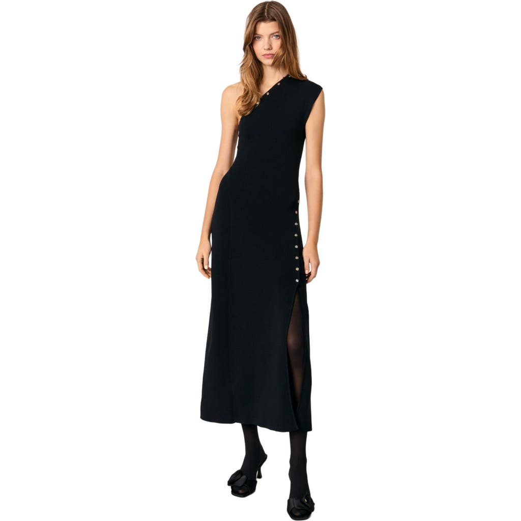 maje Asymmetric knit maxi dress in Black  product