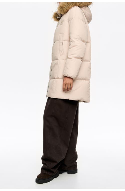 Bimba Y Lola Tailored Down Coat With Fur Hood In Multi