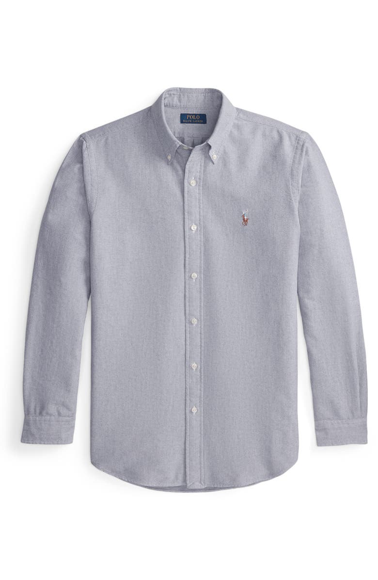Polo Ralph Lauren The Iconic Solid Cotton Button-Down Oxford Shirt, Alternate, color, Navy