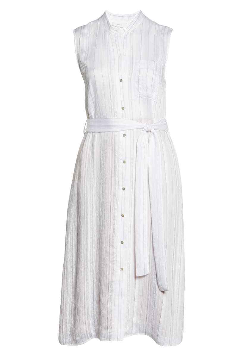 Vince Stripe Sleeveless Shirtdress, Alternate, color, Optic White/ Black