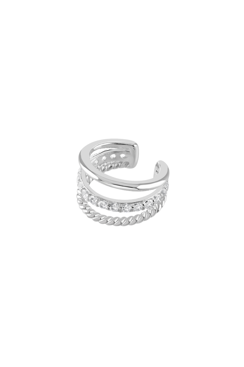 Skinny Drip Triple Ear Cuff with White Topaz, Main, color, Sterling Silver