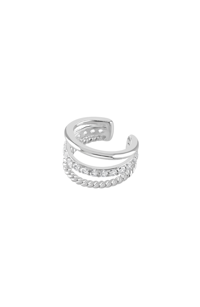 Lucy Quartermaine Skinny Drip Triple Ear Cuff with White Topaz, Main, color, Sterling Silver