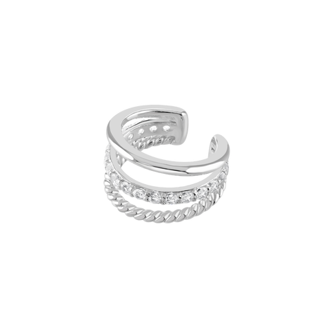 Skinny Drip Triple Ear Cuff with White Topaz