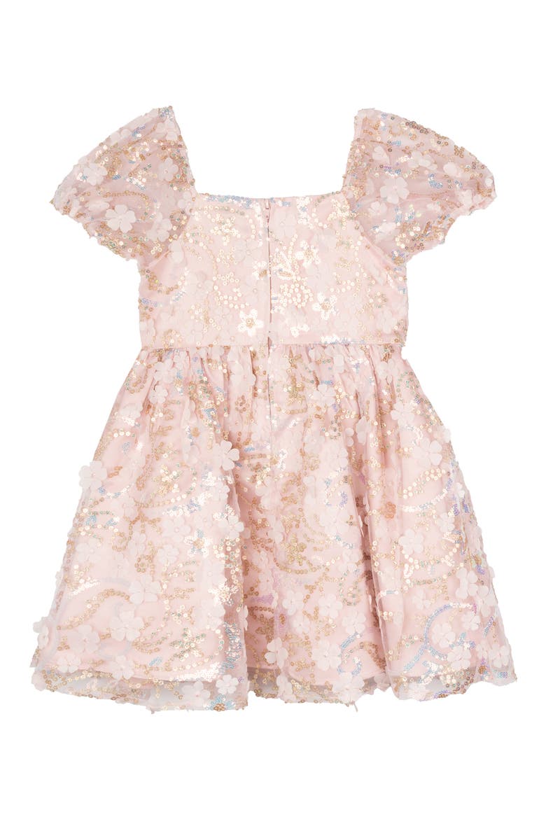 3D Flower Sequin Dress, Alternate, color, BLUSH