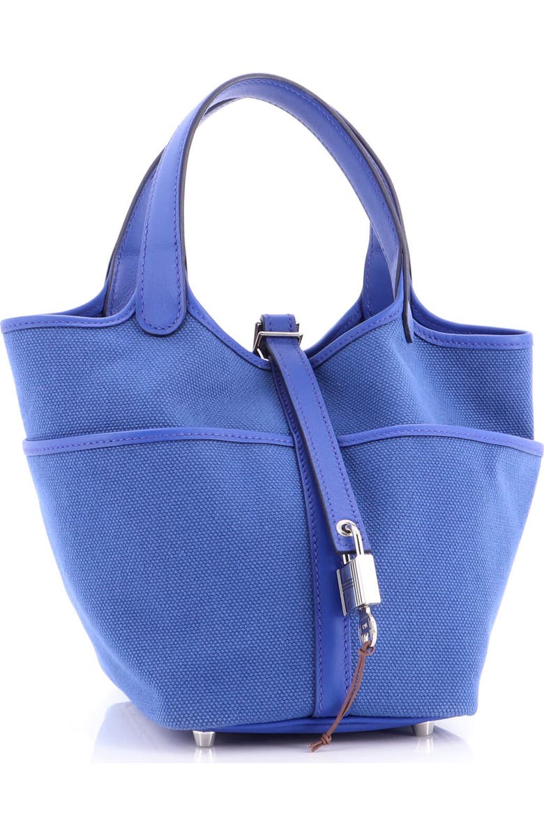 Pre-Owned Hermes Cargo Picotin Lock Bag Canvas and Swift PM, Alternate, color, Bleu Royal