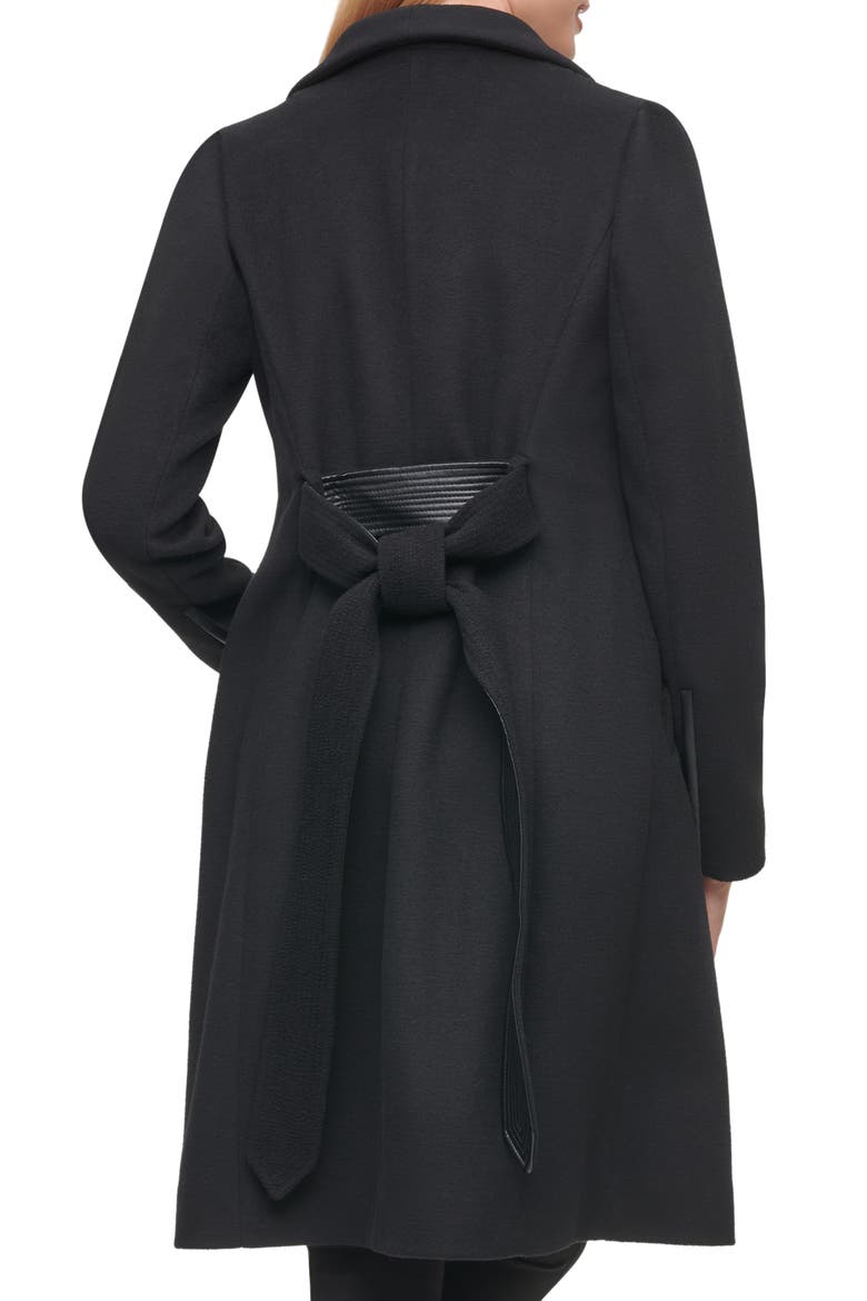 Wool Belted Wrap Coat, Alternate, color, BLACK
