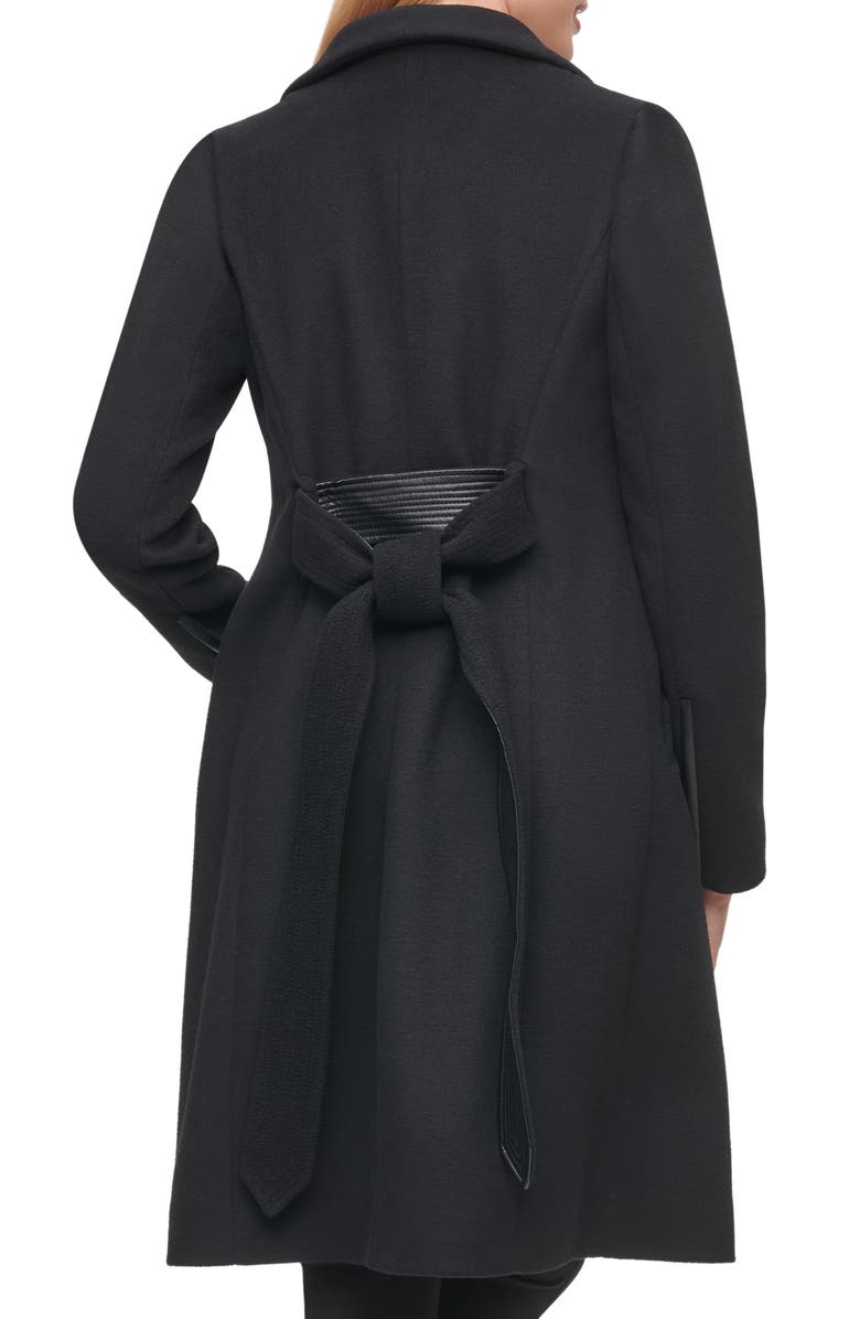 KARL LAGERFELD PARIS Wool Belted Wrap Coat, Alternate, color,