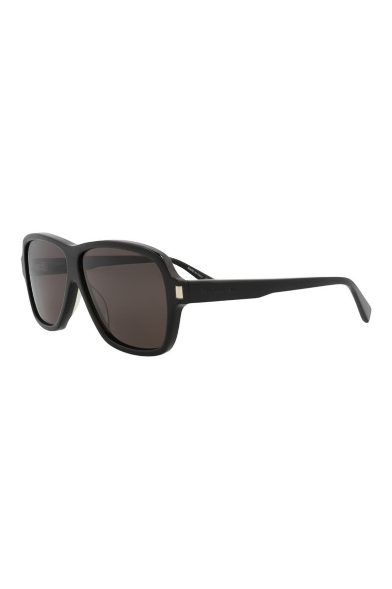 62mm Aviator Sunglasses, Alternate, color, BLACK BLACK BLACK