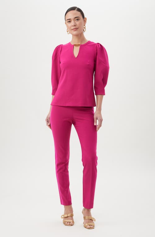 Trina Turk Emiko Puff Sleeve Top In Fumiko Fuchsia