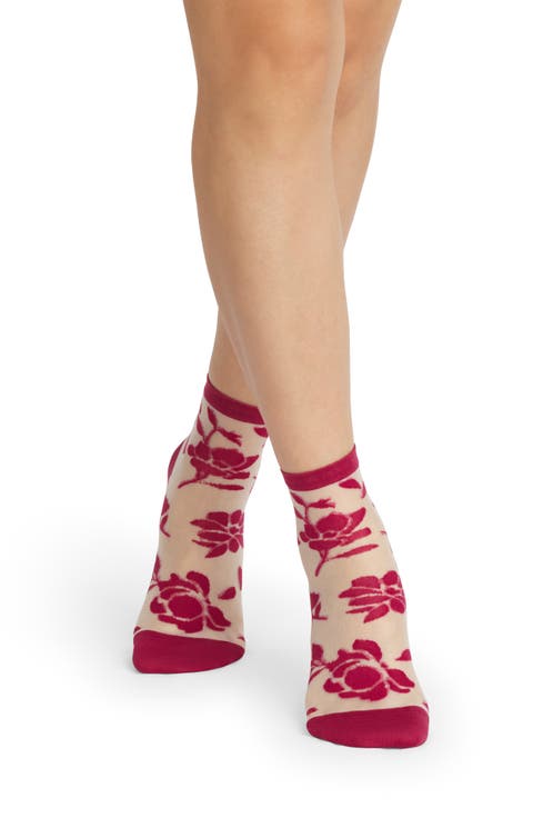 Floral Sheer Quarter Socks