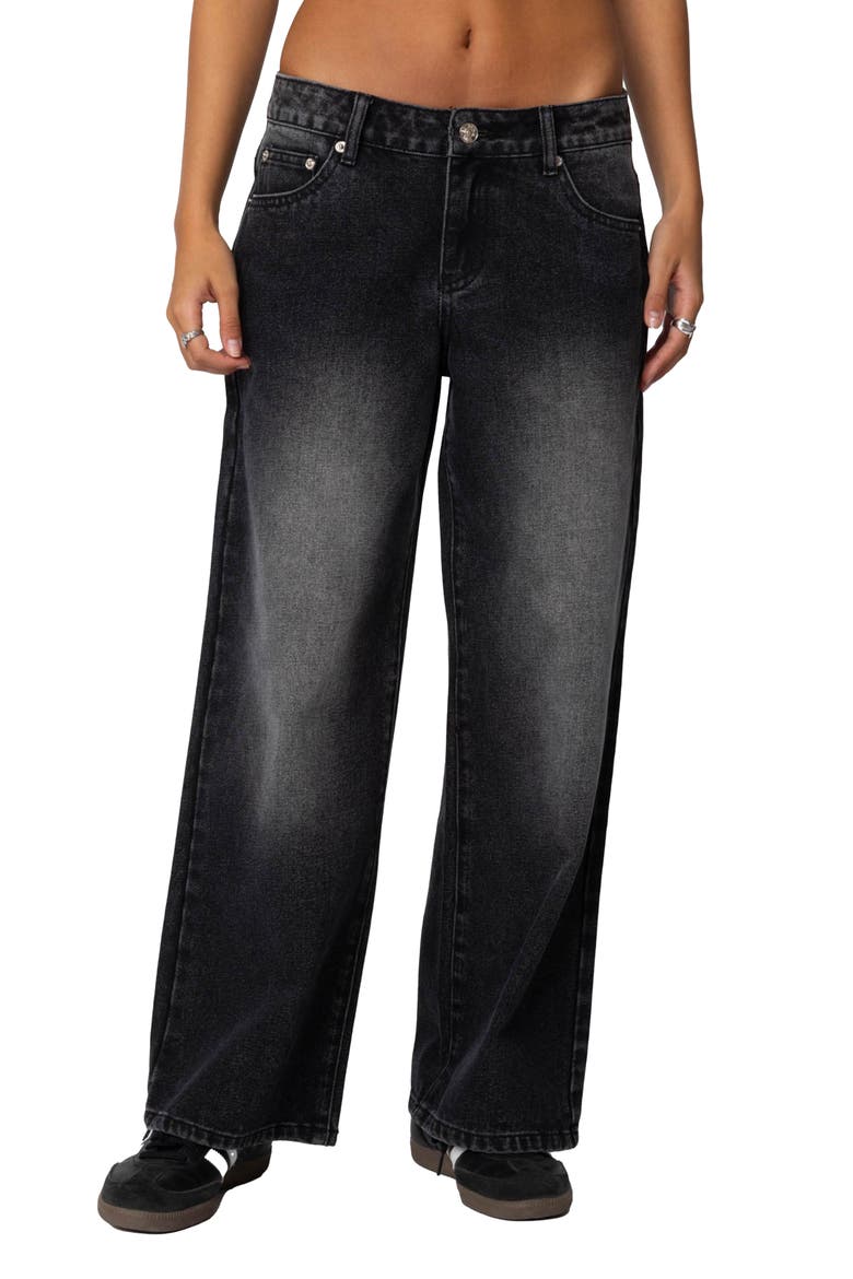 Magda Low Rise Wide Jeans, Main, color, BLACK-WASHED