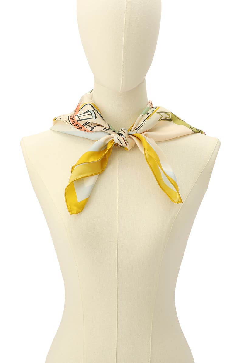 Kate Spade New York downtown day trip square silk scarf, Alternate, color, Ivory Multi