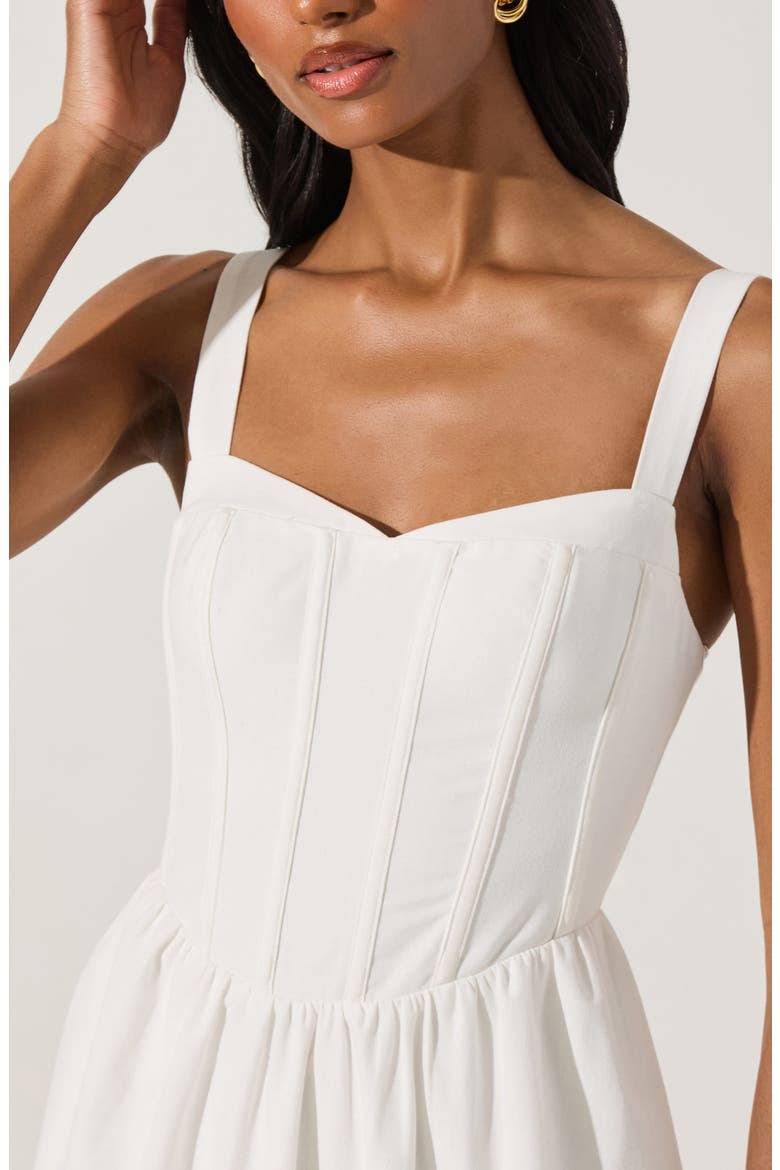 Structured Cotton Blend Midi Fit & Flare Dress, Alternate, color, WHITE