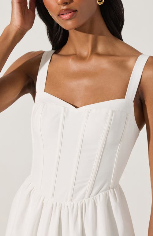 Astr The Label Structured Cotton Blend Midi Fit & Flare Dress In White