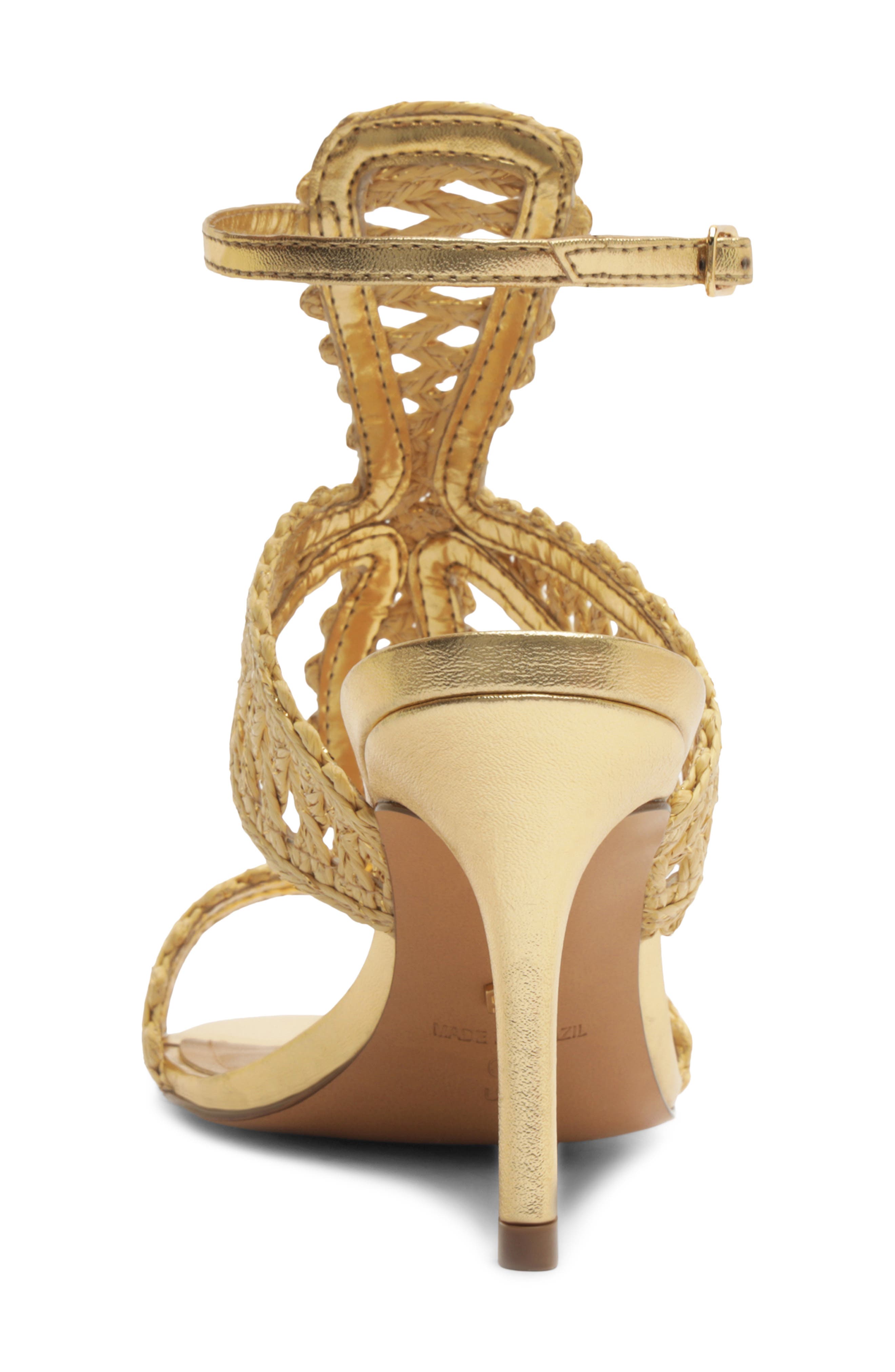 Ciara Ankle Strap Sandal, Alternate, color, BEIGE KNIT/ GOLD