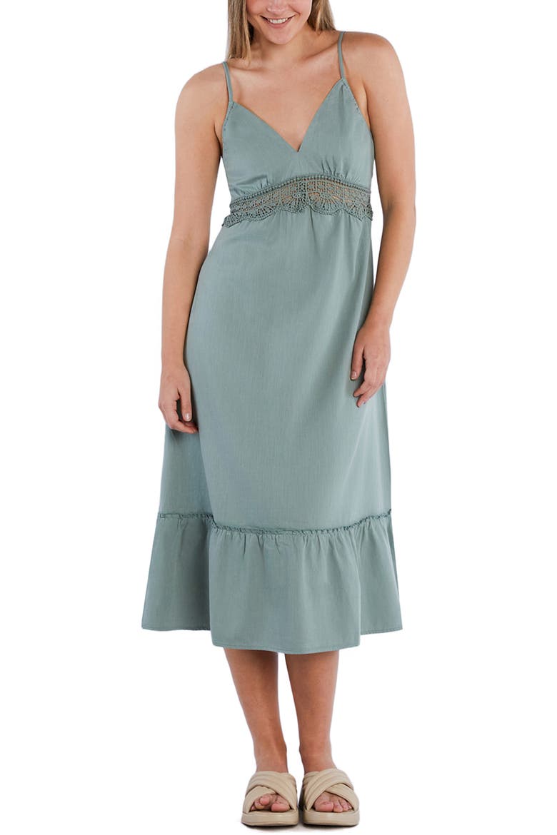 Jolie Lace Inset Cotton Blend Dress, Alternate, color, GREEN JUICE