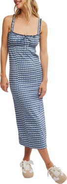 Free People Lucinda Gingham Check Stretch Cotton Dress