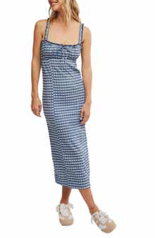 Free People Lucinda Gingham Check Stretch Cotton Dress