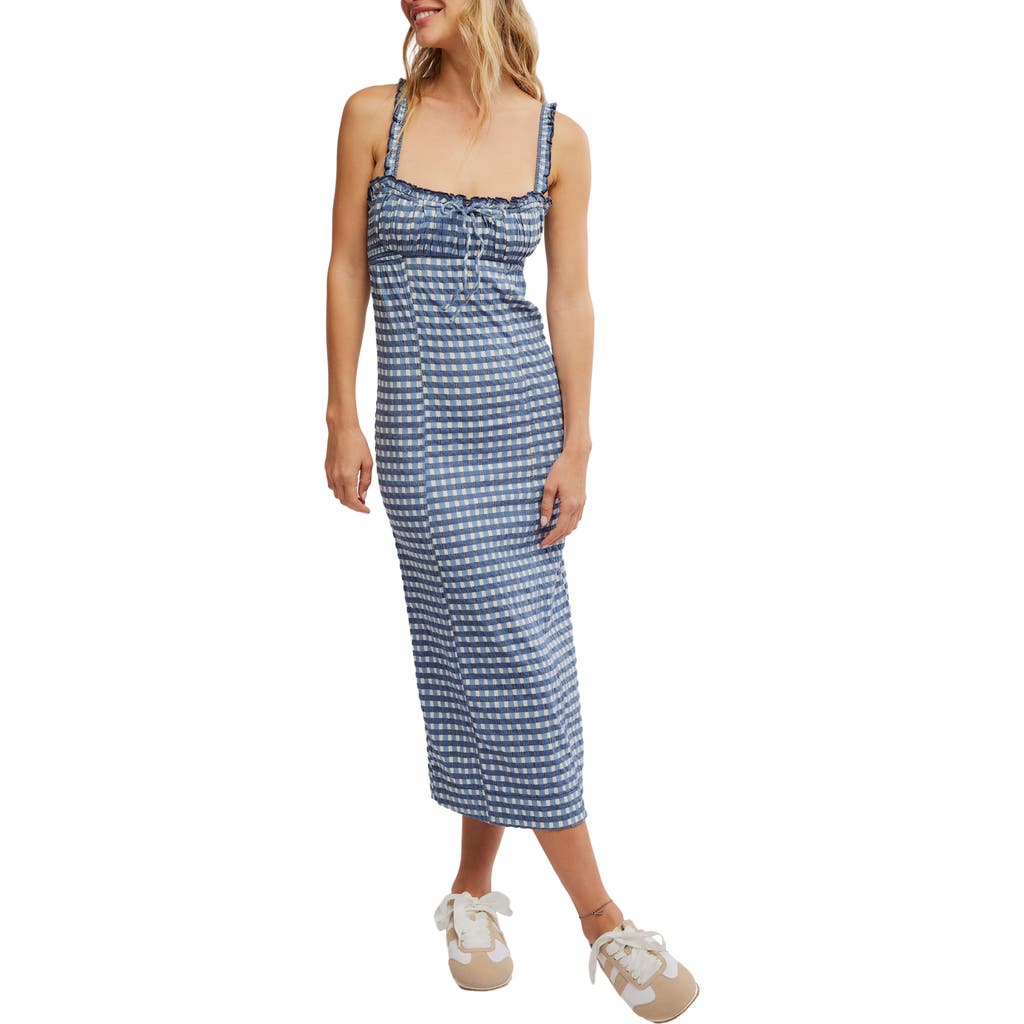 FREE PEOPLE FREE PEOPLE LUCINDA GINGHAM CHECK STRETCH COTTON DRESS