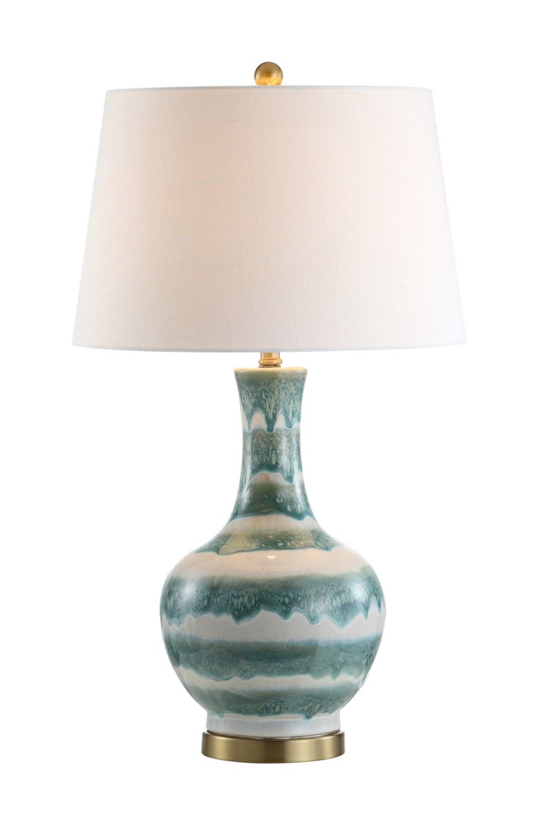 JONATHAN Y Tucker 30.5" Ceramic/Metal LED Table Lamp, Main, color, Green/White