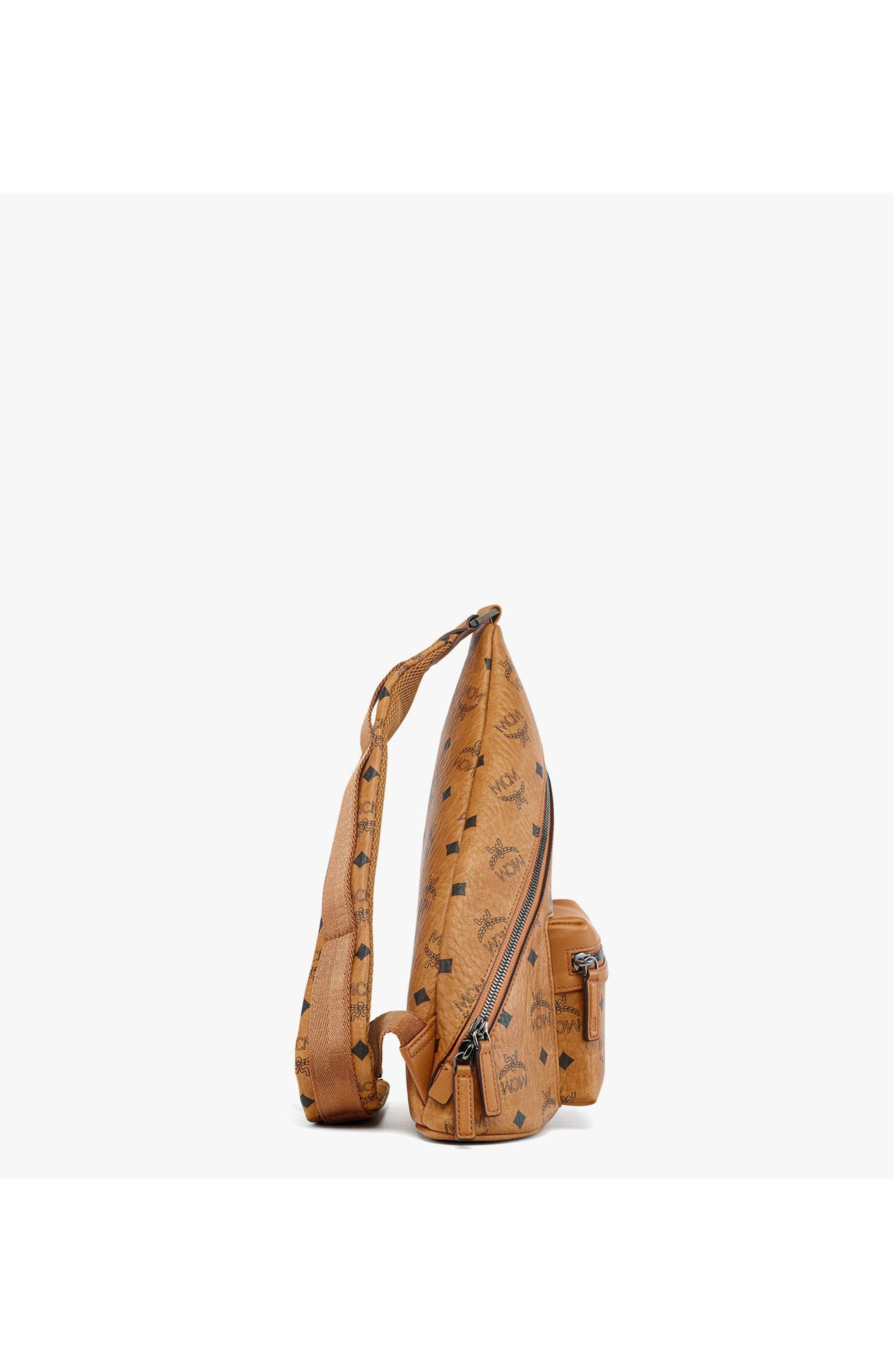 MCM Aren Sling in Visetos, Alternate, color, Brown