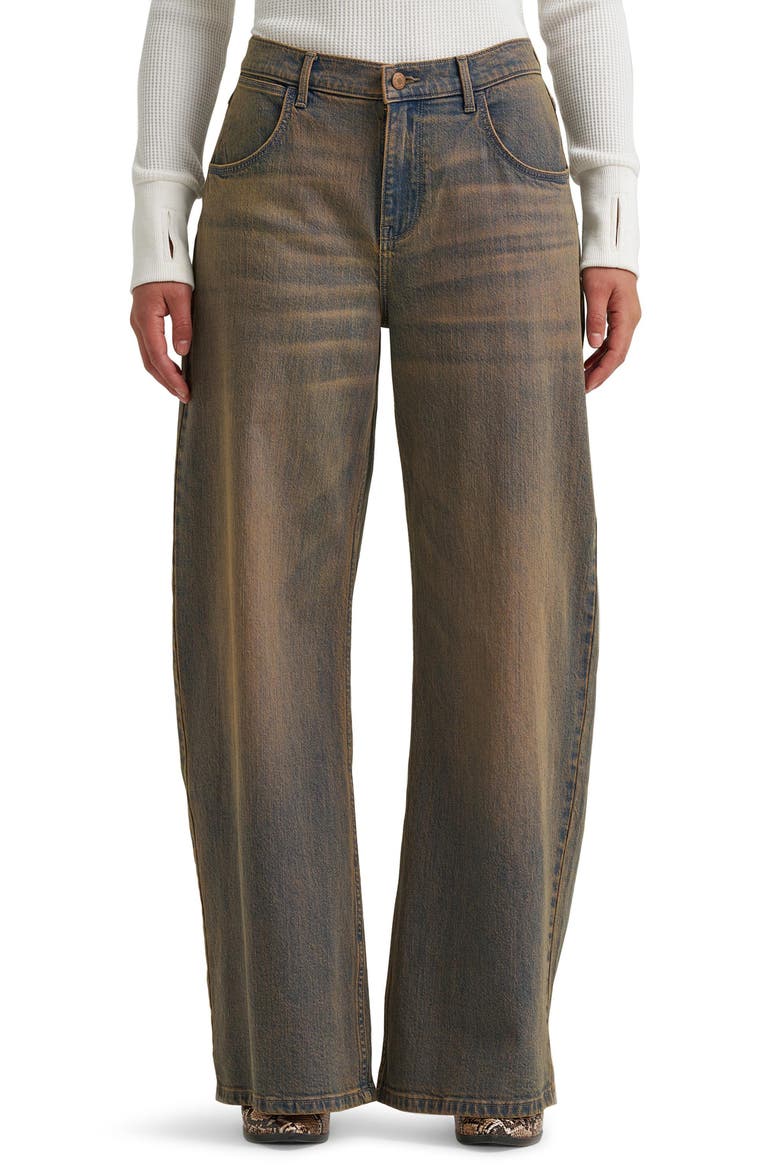 Low Rise Ultra Barrel Leg Jeans, Main, color, WARM DUNES