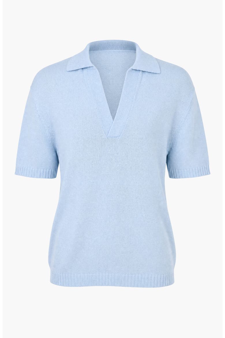 Open Collar Short Sleeve Knit Polo, Alternate, color, Light Blue