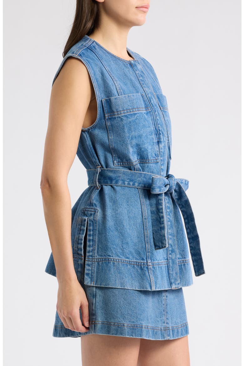 Avi Belted Denim Vest, Alternate, color, DENIM BLUE
