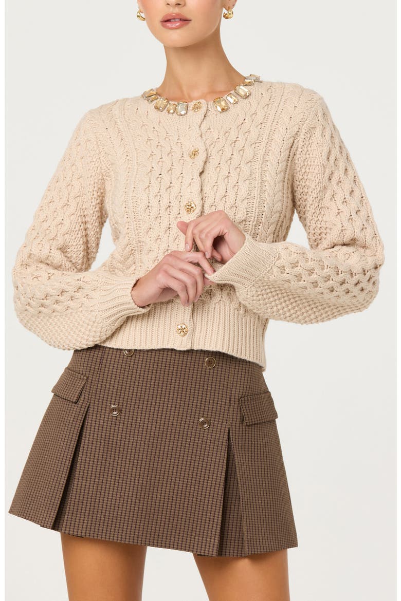 Cathryn Embellished Cardigan, Alternate, color, CREAM