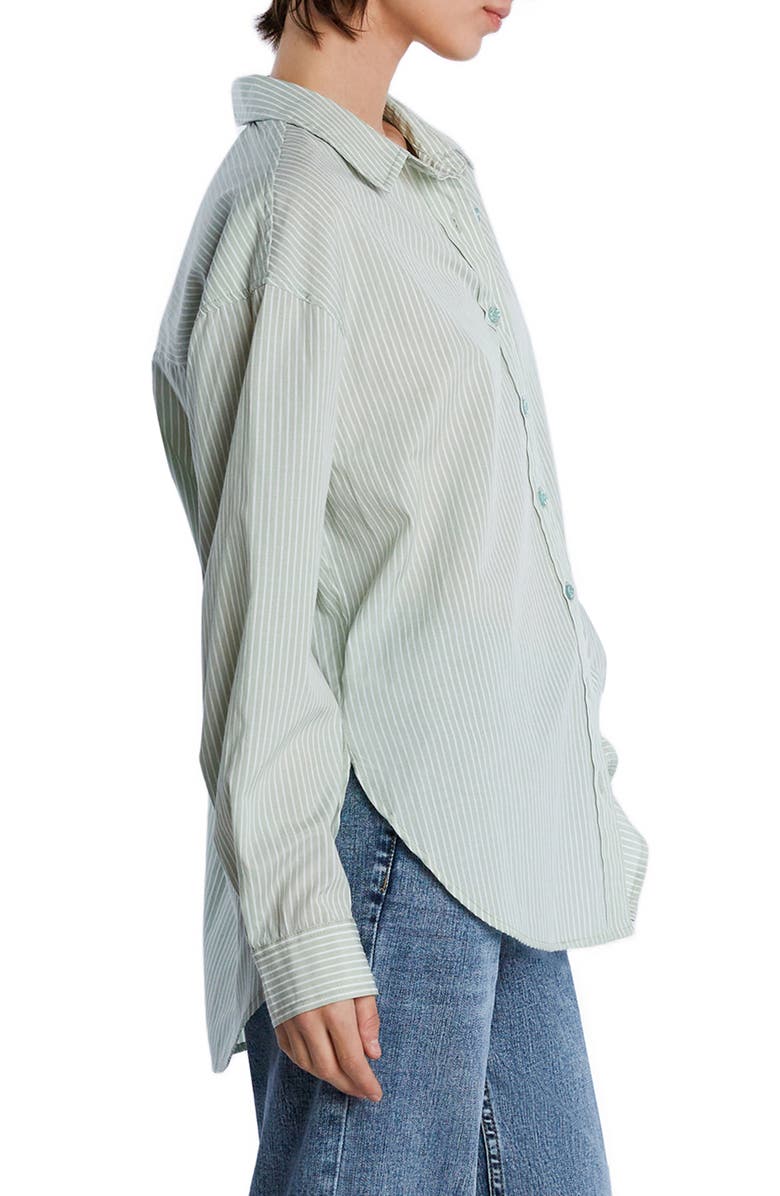 Wash Lab Denim Oversize Stripe Shirt, Alternate, color, Sage Stripe
