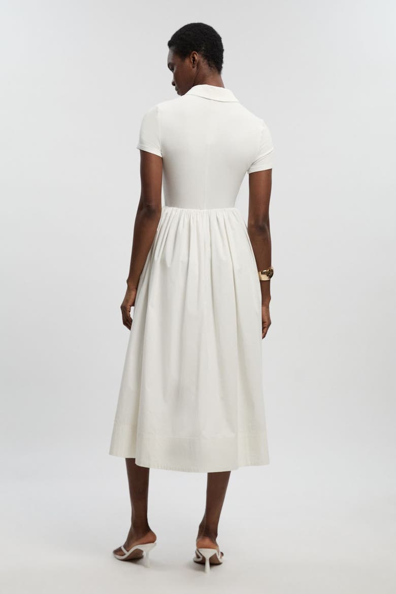Rib Shirt Midi Dress, Alternate, color, Ivory