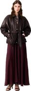 maje Oversize gold-button leather jacket