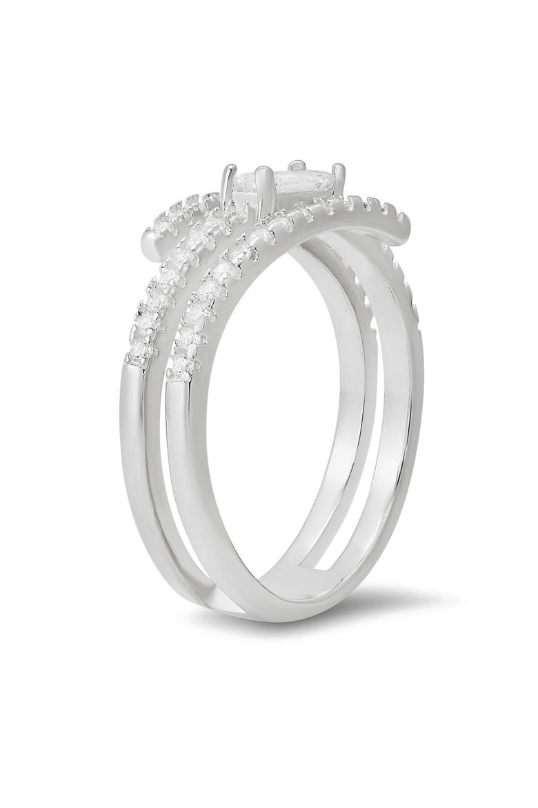 Cubic Zirconia Bypass Ring, Alternate, color, SILVER