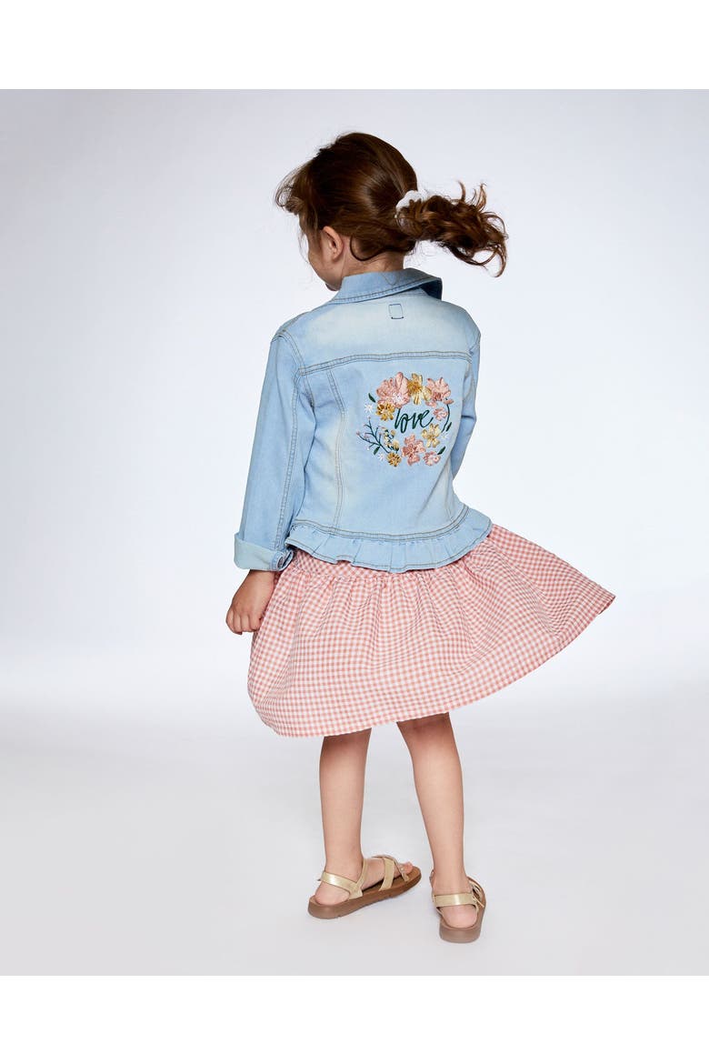 Girl's Jean Jacket With Embroidery Light Blue Denim, Alternate, color, Light Blue Denim