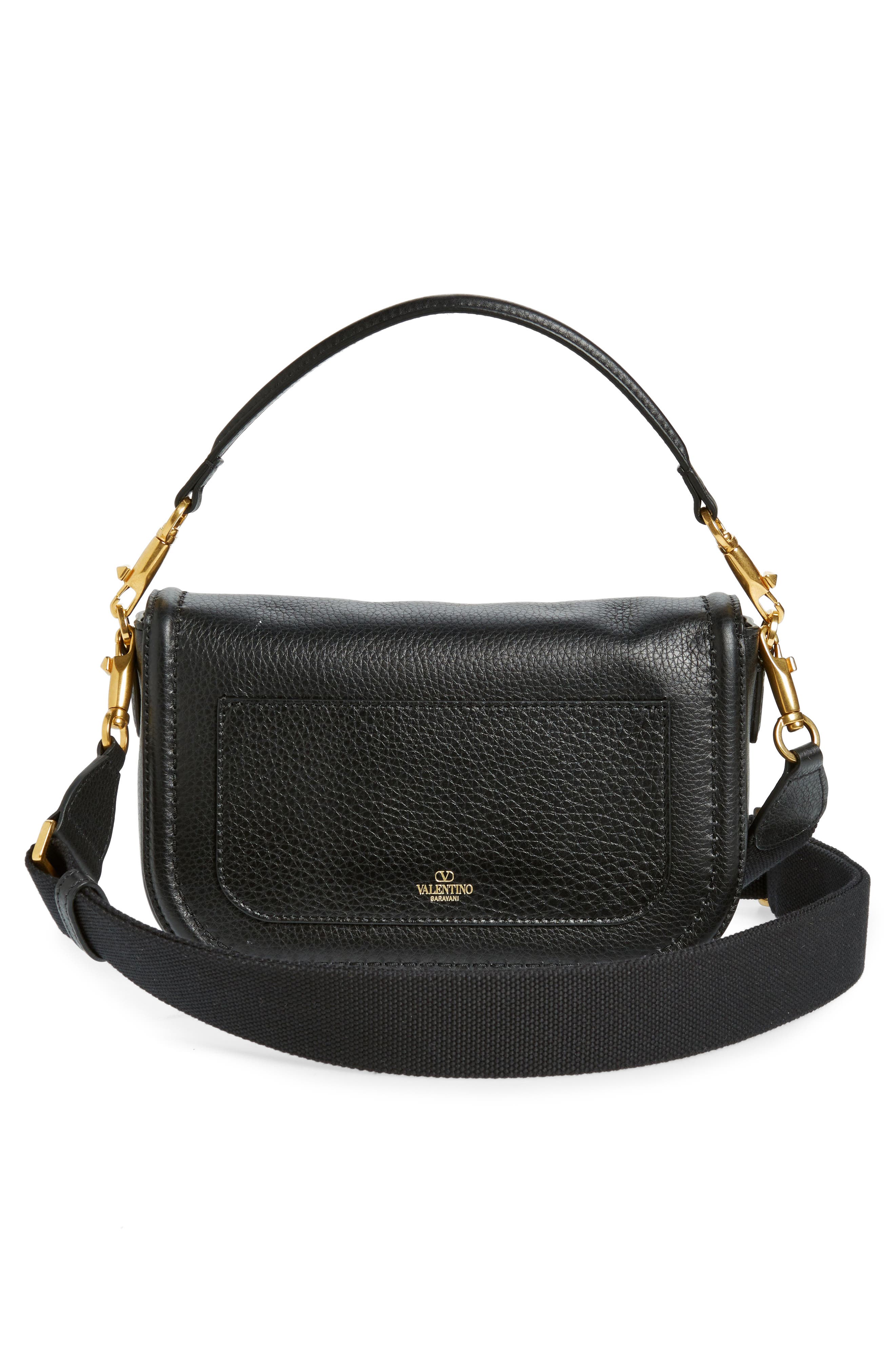 Valentino Garavani Leather Shoulder Bag, Alternate, color, 0No Nero