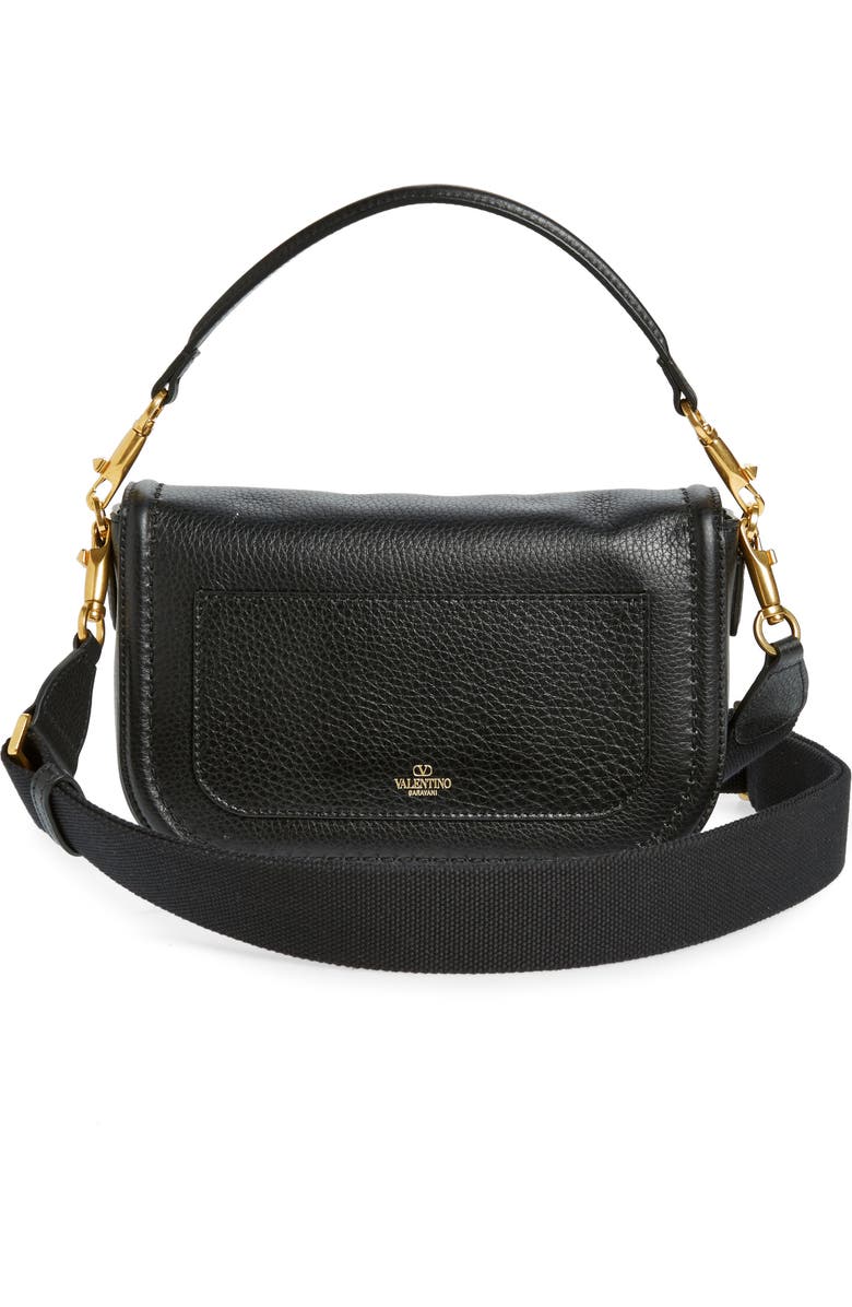 Valentino Garavani Leather Shoulder Bag, Alternate, color, 0No Nero