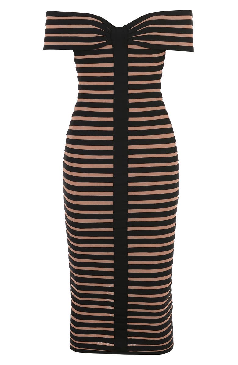 HOUSE OF CB Petra Panel Off the Shoulder Body-Con Dress, Alternate, color, 