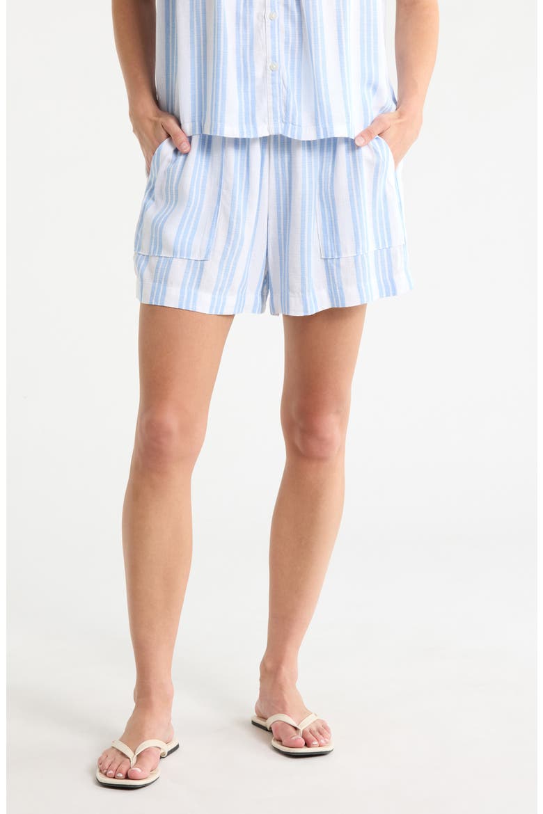 Marseille Linen Blend Drawstring Shorts, Main, color, STEEL BLUE/ WHITE