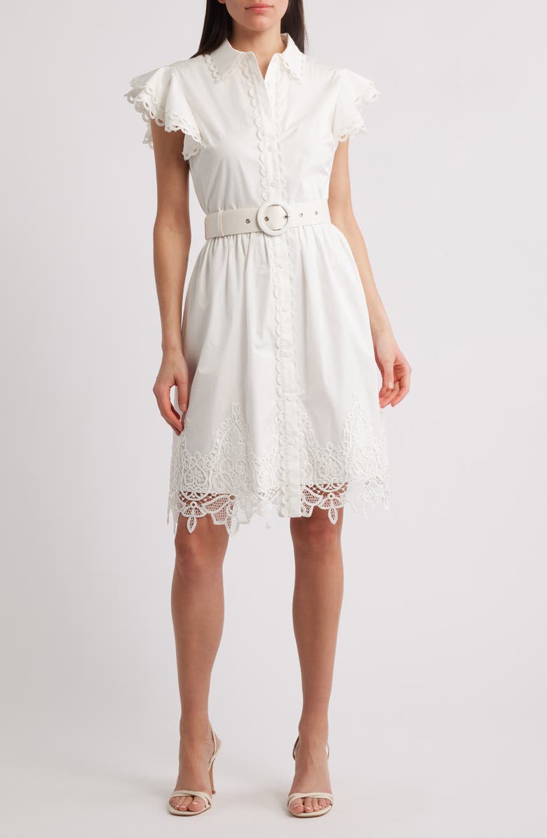 Elie Tahari The Sloane Fit & Flare Dress, Main, color, Sky White