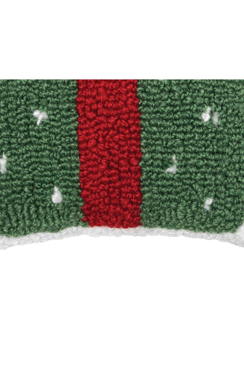 C&F Home Dotted Christmas Present Red Bow Hooked Mini Accent Pillow 8" x 8", Alternate, color, 