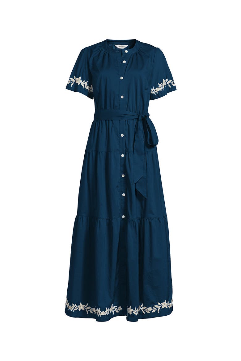 Cotton Voile Button Front Maxi Dress, Alternate, color, Baltic Teal Floral Vine